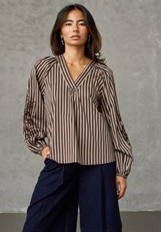 LOVE & DIVINE BLUSE, LOVE1529-3, BROWN STRIPES
